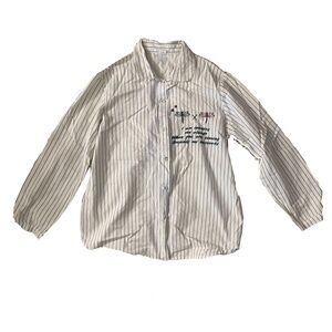 Miss U- White button down shirt - Dragonfly embroidery (linen shirt vibe)